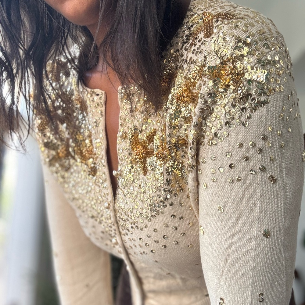 Silk/Wool Victoria's Secret Sequin Down Shirt vintage holiday New years sparkle